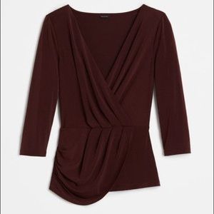 Ann Taylor Crepe 3/4 sleeve wine colored blouse